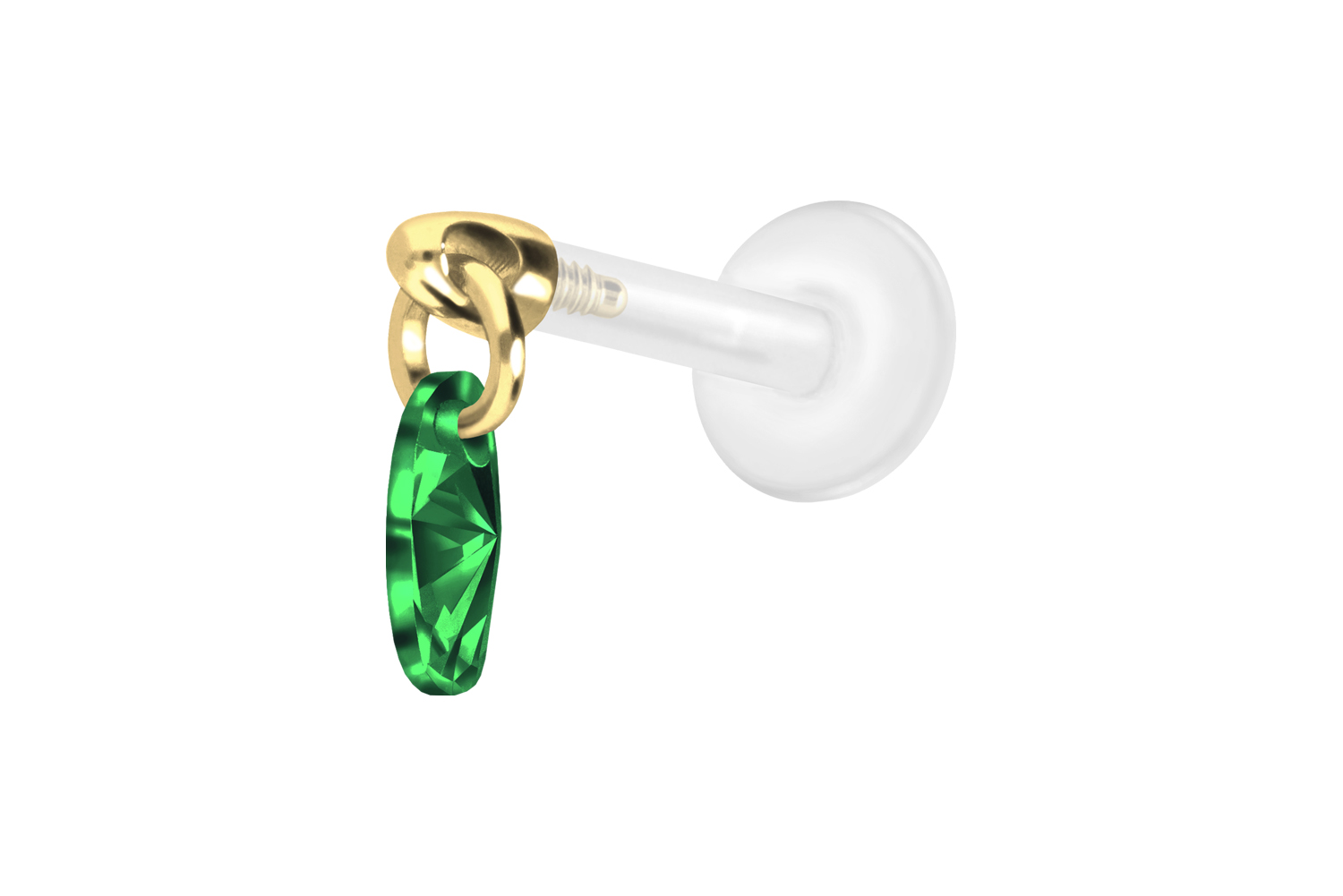 PTFE Labret Piercing mit Innengewinde + Titan-Aufsatz KRISTALLOVAL